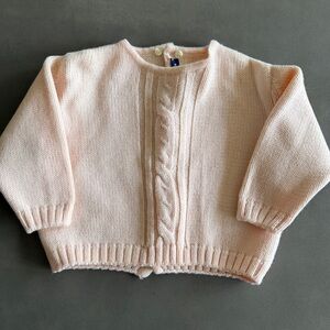 Girl’s Pink Cable Knit Bambini Italy Sweater Sz 6-9 Months